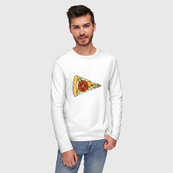 Лонгслив хлопковый мужской Твой кусочек пиццы, цвет: белый — фото 2