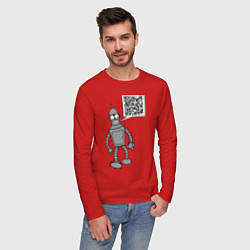 Лонгслив хлопковый мужской Построю свой мир, цвет: красный — фото 2