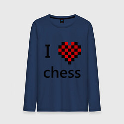 Лонгслив хлопковый мужской I love chess, цвет: тёмно-синий
