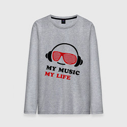 Лонгслив хлопковый мужской My music my life, цвет: меланж