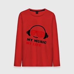 Лонгслив хлопковый мужской My music my life, цвет: красный