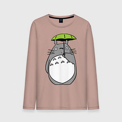 Лонгслив хлопковый мужской Totoro с зонтом, цвет: пыльно-розовый