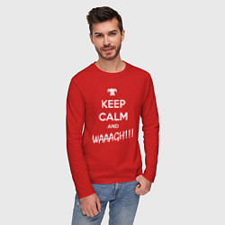 Лонгслив хлопковый мужской Keep Calm & WAAAGH, цвет: красный — фото 2