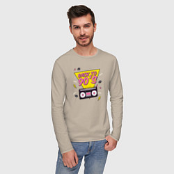 Лонгслив хлопковый мужской Back to 90s, цвет: миндальный — фото 2