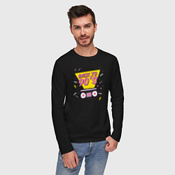 Лонгслив хлопковый мужской Back to 90s, цвет: черный — фото 2