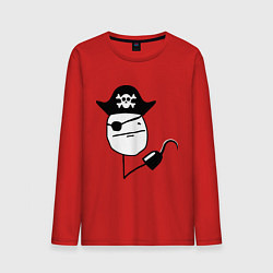 Лонгслив хлопковый мужской Покер фейс пират, цвет: красный
