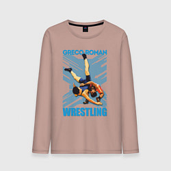 Лонгслив хлопковый мужской Greco-roman wrestling, цвет: пыльно-розовый