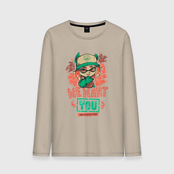 Лонгслив хлопковый мужской Salmon Run, цвет: миндальный