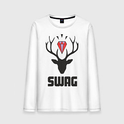 Лонгслив хлопковый мужской SWAG Deer, цвет: белый