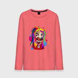 Лонгслив хлопковый мужской 6IX9INE Colors, цвет: коралловый