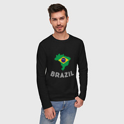 Лонгслив хлопковый мужской Brazil Country, цвет: черный — фото 2