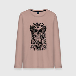 Лонгслив хлопковый мужской Slayer Skulls, цвет: пыльно-розовый
