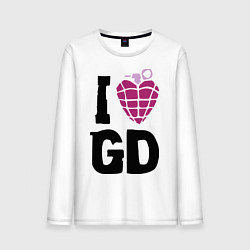 Лонгслив хлопковый мужской I love GD, цвет: белый