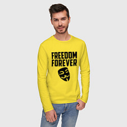 Лонгслив хлопковый мужской Freedom forever цвета желтый — фото 2