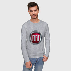 Лонгслив хлопковый мужской FIAT logo, цвет: меланж — фото 2