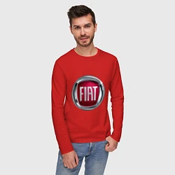 Лонгслив хлопковый мужской FIAT logo, цвет: красный — фото 2