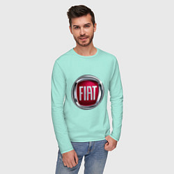 Лонгслив хлопковый мужской FIAT logo цвета мятный — фото 2