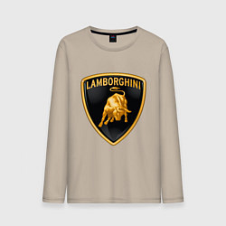 Лонгслив хлопковый мужской Lamborghini logo, цвет: миндальный