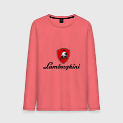 Лонгслив хлопковый мужской Logo lamborghini, цвет: коралловый