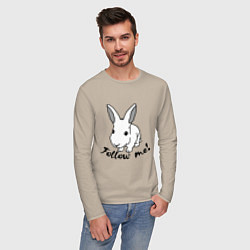 Лонгслив хлопковый мужской Rabbit: follow me, цвет: миндальный — фото 2