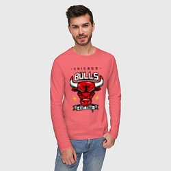 Лонгслив хлопковый мужской Chicago Bulls est. 1966, цвет: коралловый — фото 2