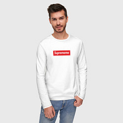 Лонгслив хлопковый мужской Suprememe, цвет: белый — фото 2