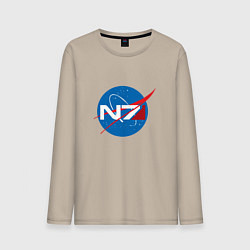 Лонгслив хлопковый мужской NASA N7, цвет: миндальный