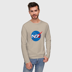 Лонгслив хлопковый мужской NASA N7, цвет: миндальный — фото 2