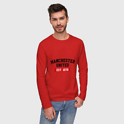 Лонгслив хлопковый мужской FC Manchester United Est. 1878, цвет: красный — фото 2