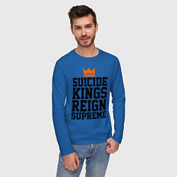 Лонгслив хлопковый мужской Supreme Suicide Kings цвета синий — фото 2