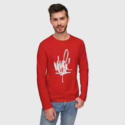 Лонгслив хлопковый мужской Mike Shinoda: autograph, цвет: красный — фото 2