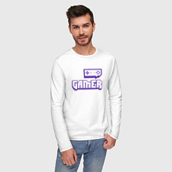 Лонгслив хлопковый мужской Twitch Gamer цвета белый — фото 2