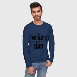 Лонгслив хлопковый мужской Worlds best DADDY, цвет: тёмно-синий — фото 2