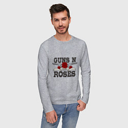 Лонгслив хлопковый мужской Guns n Roses: rock'n'roll цвета меланж — фото 2