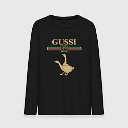 Лонгслив хлопковый мужской GUSSI Fashion, цвет: черный