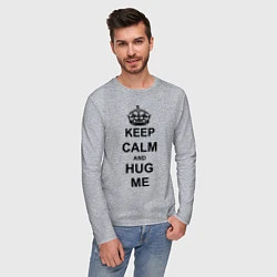 Лонгслив хлопковый мужской Keep Calm & Hug Mе, цвет: меланж — фото 2