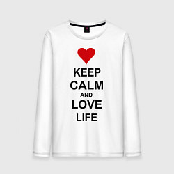 Лонгслив хлопковый мужской Keep Calm & Love Life, цвет: белый