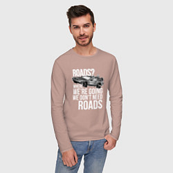 Лонгслив хлопковый мужской We don't need roads, цвет: пыльно-розовый — фото 2