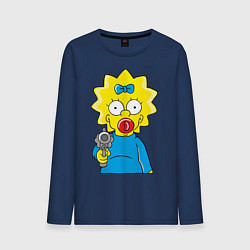 Лонгслив хлопковый мужской Мэгги с револьвером, цвет: тёмно-синий