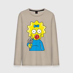 Лонгслив хлопковый мужской Мэгги с револьвером, цвет: миндальный