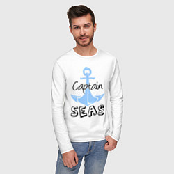 Лонгслив хлопковый мужской Captain seas, цвет: белый — фото 2
