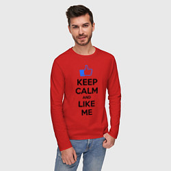 Лонгслив хлопковый мужской Keep Calm & Like Me, цвет: красный — фото 2