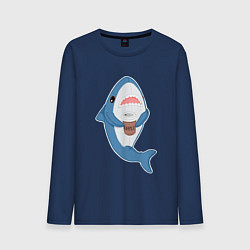 Лонгслив хлопковый мужской Hype Shark, цвет: тёмно-синий