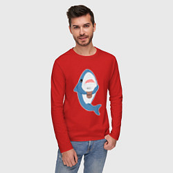 Лонгслив хлопковый мужской Hype Shark, цвет: красный — фото 2