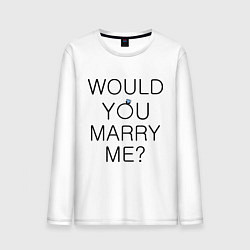 Лонгслив хлопковый мужской Would you marry me?, цвет: белый