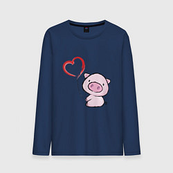 Лонгслив хлопковый мужской Pig Love, цвет: тёмно-синий