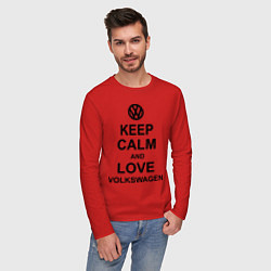 Лонгслив хлопковый мужской Keep Calm & Love Volkswagen, цвет: красный — фото 2