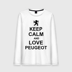 Лонгслив хлопковый мужской Keep Calm & Love Peugeot, цвет: белый