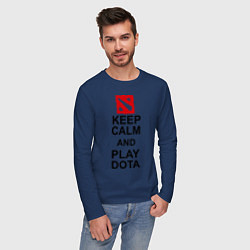 Лонгслив хлопковый мужской Keep Calm & Play Dota, цвет: тёмно-синий — фото 2