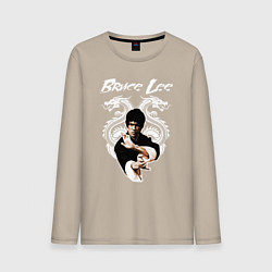 Лонгслив хлопковый мужской Bruce Lee dragons, цвет: миндальный